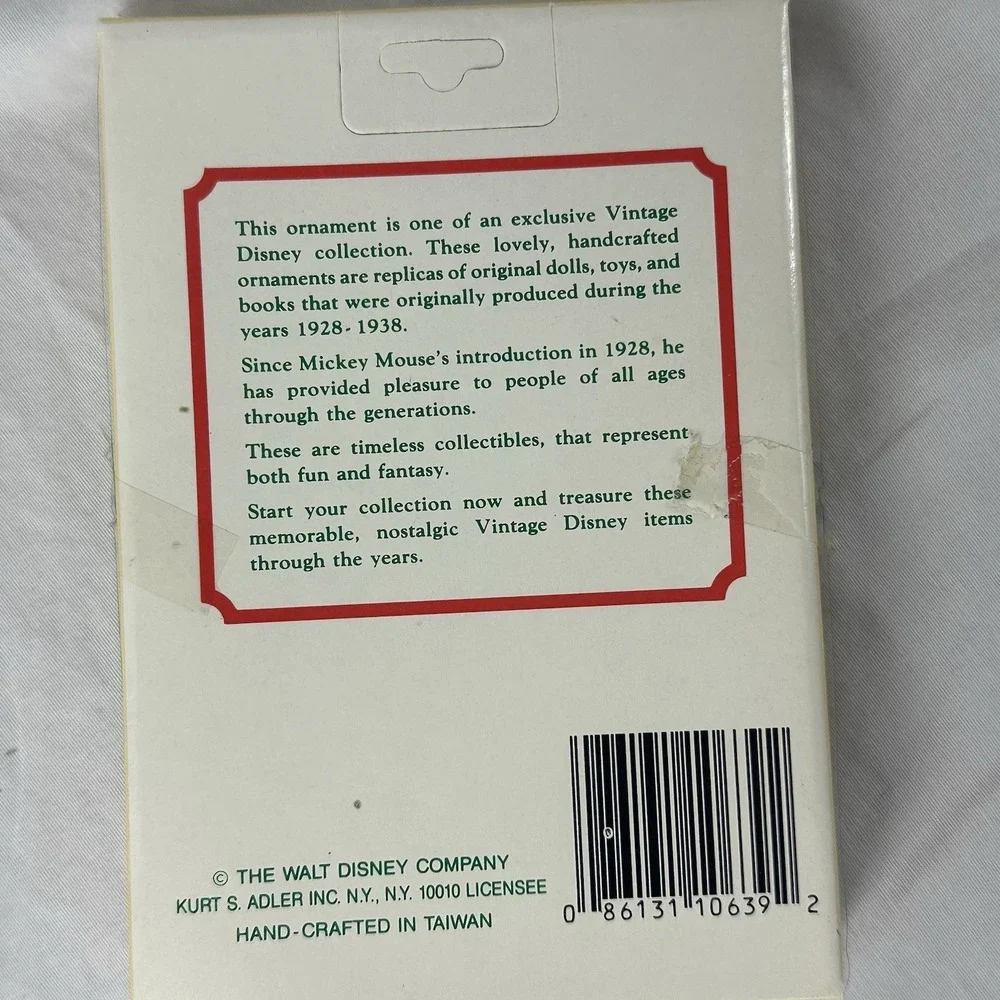 Vintage 1990's Kurt Adler‎ Walt Disney Mickey Mouse Wooden Ornament Pull Toy